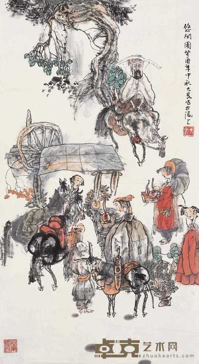 施大畏 癸酉(1993年)作 悠闲图 镜心 88×48cm